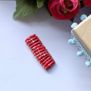 Red Wide Paper Bead Bracelet