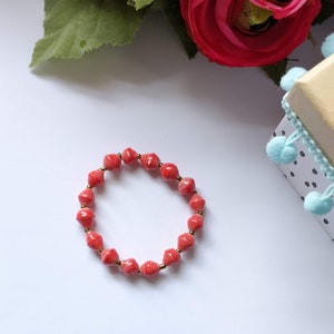 Red Single Paper Bead Bracelet
