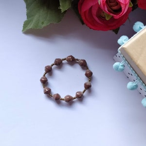 Brown Single Strand Paper Bead Bracelet