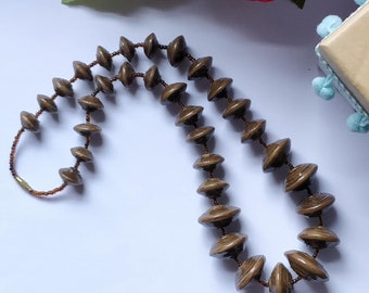 Brown Chunky Paper Bead Necklace