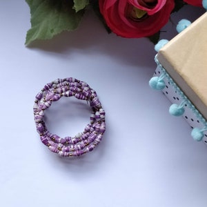Purple Wire Wrap Paper Bead Bracelet