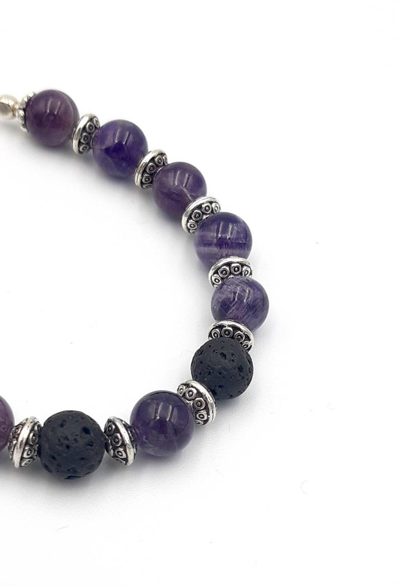 Lava Bead Bracelet Meditation Jewelry Gift, Aroma Diffuser Jewelry Amethyst Aromatherapy Bracelet Essential Oil Diffuser Healing Stones