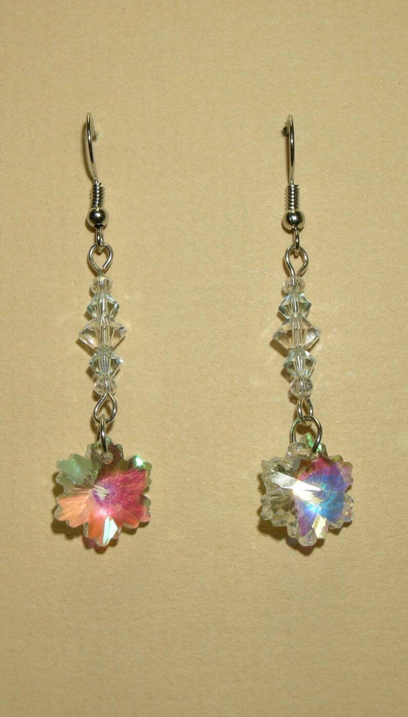 Snowflake Crystal Earrings Bridesmaid Accessory Winter Wedding Crystal Bridal Bling Winter Theme Jewelry Ice Crystal Earrings