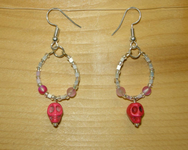 Goth Girl Jewelry Small Skull Earrings Let Your Inner Goth Shine Skull Theme Earrings Colorful Howlite Skulls Howlite Skull Earrings
