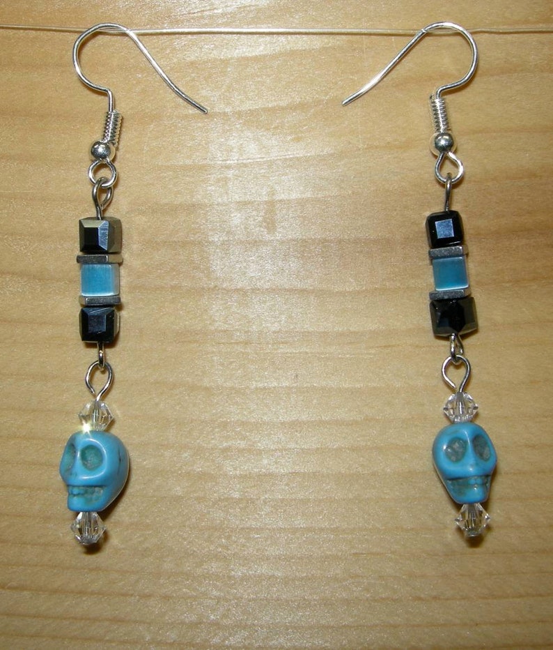 Goth Girl Jewelry Small Skull Earrings Let Your Inner Goth Shine Skull Theme Earrings Colorful Howlite Skulls Howlite Skull Earrings