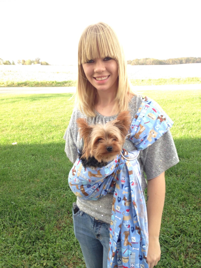 Up to 30 lbs Black Paris dog themed ring sling for carrying your pet Pocket included!