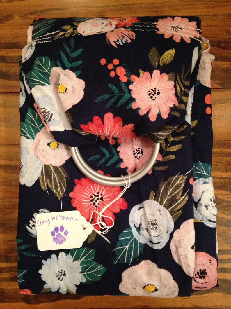 Download Up To 30 Pounds Pretty Dark Blue Floral To Keep Your Bundle Cuddly Close Pocket Ring Sling For Your Pet Too