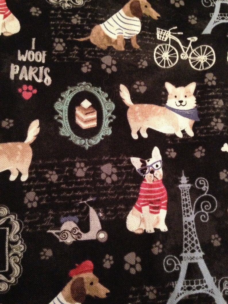 Up to 30 lbs Black Paris dog themed ring sling for carrying your pet Pocket included!