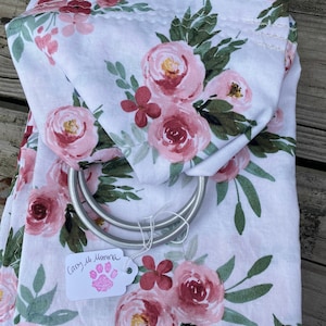 Rose ring sling to snuggle your pet, up to 30 lbs. dogs, cats, rabbits, Guinea pigs, ferrets, whatever! Adjustable for anyone.