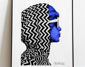 Groovy Scandinavian space age art poster in 60s / 70s psychedelic funky vintage colours. Perfect for your gallery wall or as a gift.