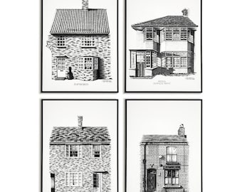 Beatles Art Poster Prints of the Beatles Childhood Homes in Liverpool | Father&#39;s Day Gift | Gift for Dad | John Lennon | Paul McCartney