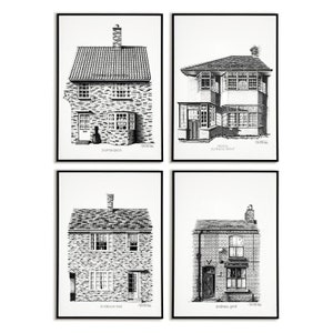 Beatles Art Poster Prints of the Beatles Childhood Homes in Liverpool | Father&#39;s Day Gift | Gift for Dad | John Lennon | Paul McCartney