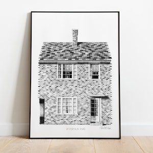 The Beatles Art Print Poster of Paul McCartney's Liverpool home at 20 Forthlin Road. Perfect gift for any Beatles fan.