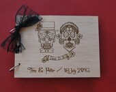 Sugar Skull Guest Book Till Death Do Us Part Sugar Skull Wedding Wood Wedding Guest Book Personalized Photo Album Wood Guest Book