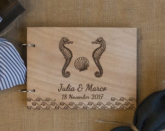 rustic beach wedding / nautical guest book / nautical wedding / destination wedding / nautical decoration / seahorse guest book /