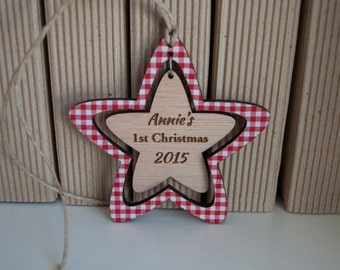 baby's first christmas ornament | personalized christmas ornaments | christmas decoration | christmas wood star | personalized gift | wood