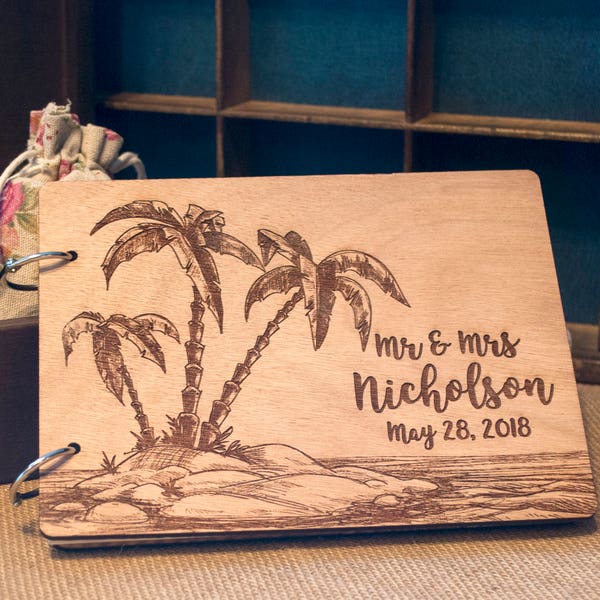 rustic beach wedding / wood guest book / tropical wedding / destination wedding / beach wedding / wooden guestbook / palm beach wedding