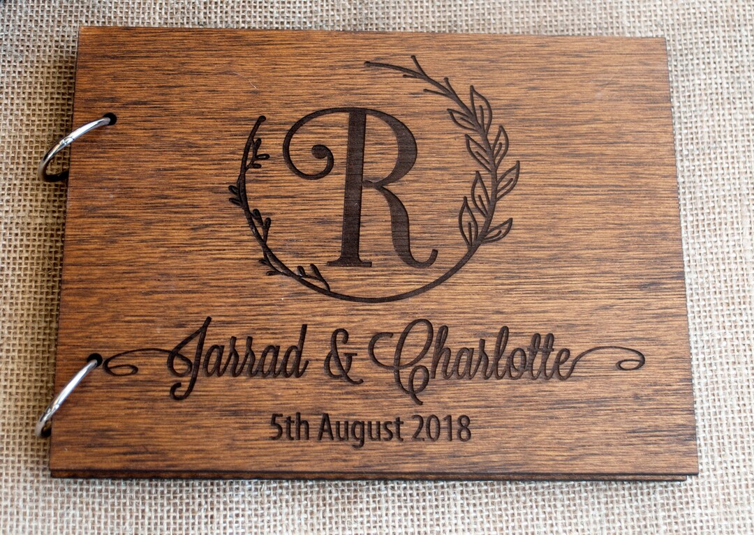 Monogram Guest Book / Rustic Wedding Guest Book/ Wood Guest Book / Mr