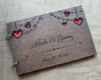 hearts guest book / wood guest book / rustic wedding / wood wedding guest book/ wood book / custom guest book / wooden guestbook / wood gift