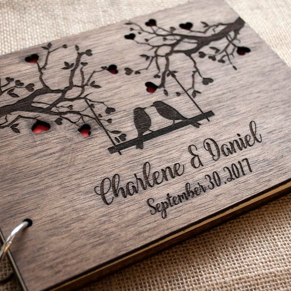 love birds guest book / love birds wedding / wood wedding guest book/ wood book / personalized guest book / wooden guestbook / photo album