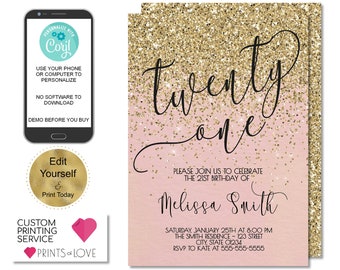 21st birthday invitations etsy