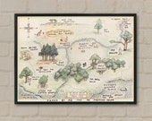 100 Acre Wood Map Sign, Classic Winnie the Pooh Nursery, Winnie the Pooh Baby, Wall Art, Wall Decor, Boy Nursery Art, Girl Nursery Art