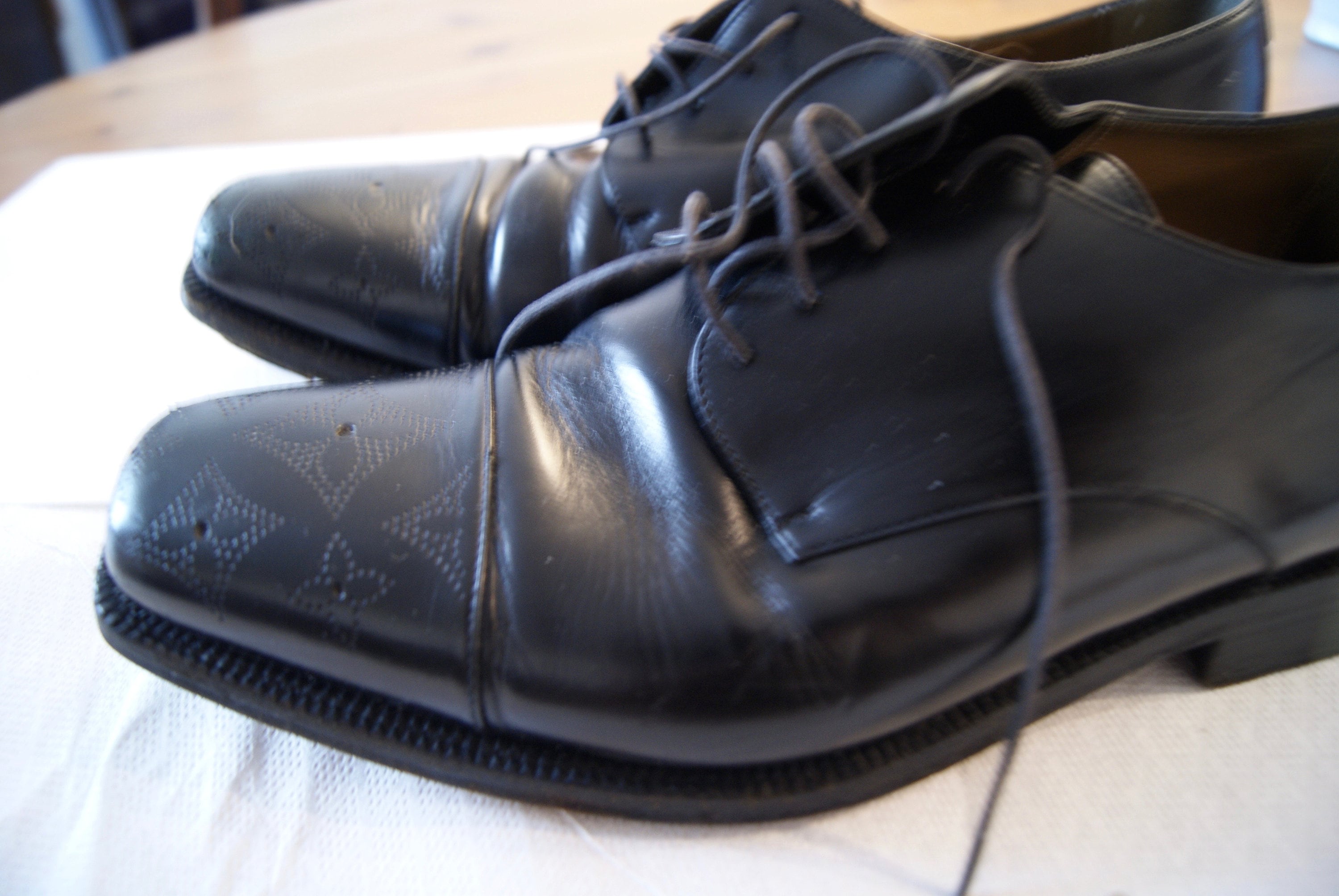 Vintage Mens LOUIS VUITTON Oxford shoes Leather black Size 11