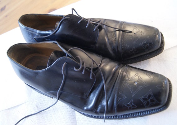 Vintage Louis Vuitton Classic Shoes Size 8 1/2 Black Leather 