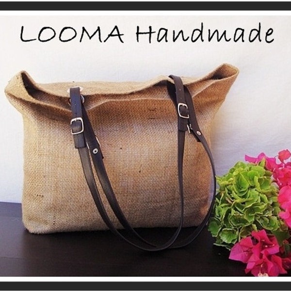 Jute jute Jute bag handbag tote bag Burlap bag Shopping bag Leather handles Handmade in Italy's Beach bag