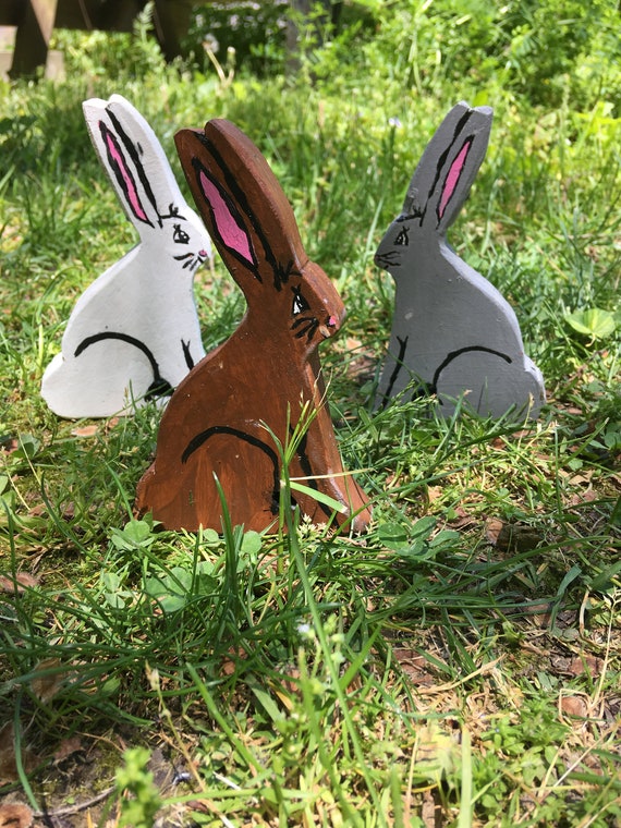 Wooden Rabbit Toy Bunny Set 3 Piece Wooden Toy Set Natural Etsy