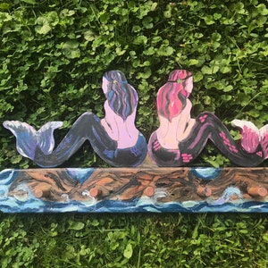Mermaid Coat Hook, Dark Mermaid Wall Art, Hook, Wooden Mermaid Decor Nautical Beach House, Towel Hook, Mermaid Towel Rack, Goth Mermaids