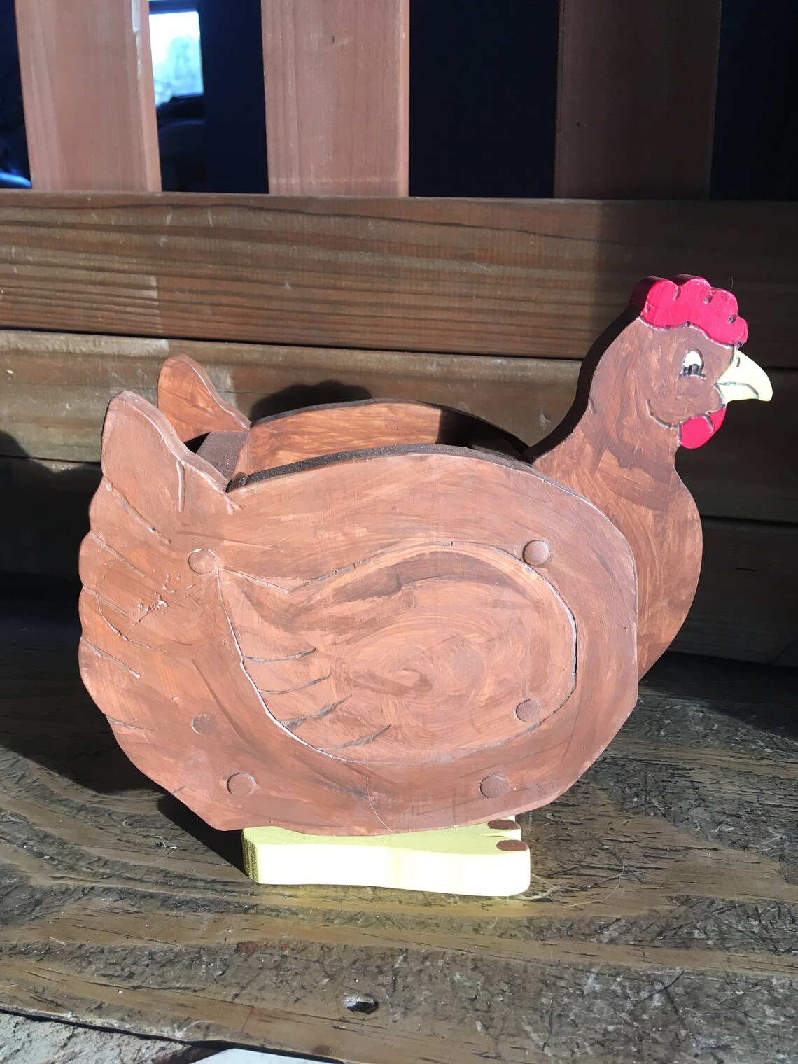 Chicken planter box wooden planter Easter Gift Spring Etsy