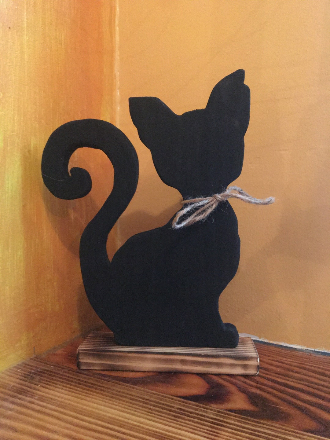 Wooden Black Cat, Home Decor, Fall Decor, Cat Statue Etsy