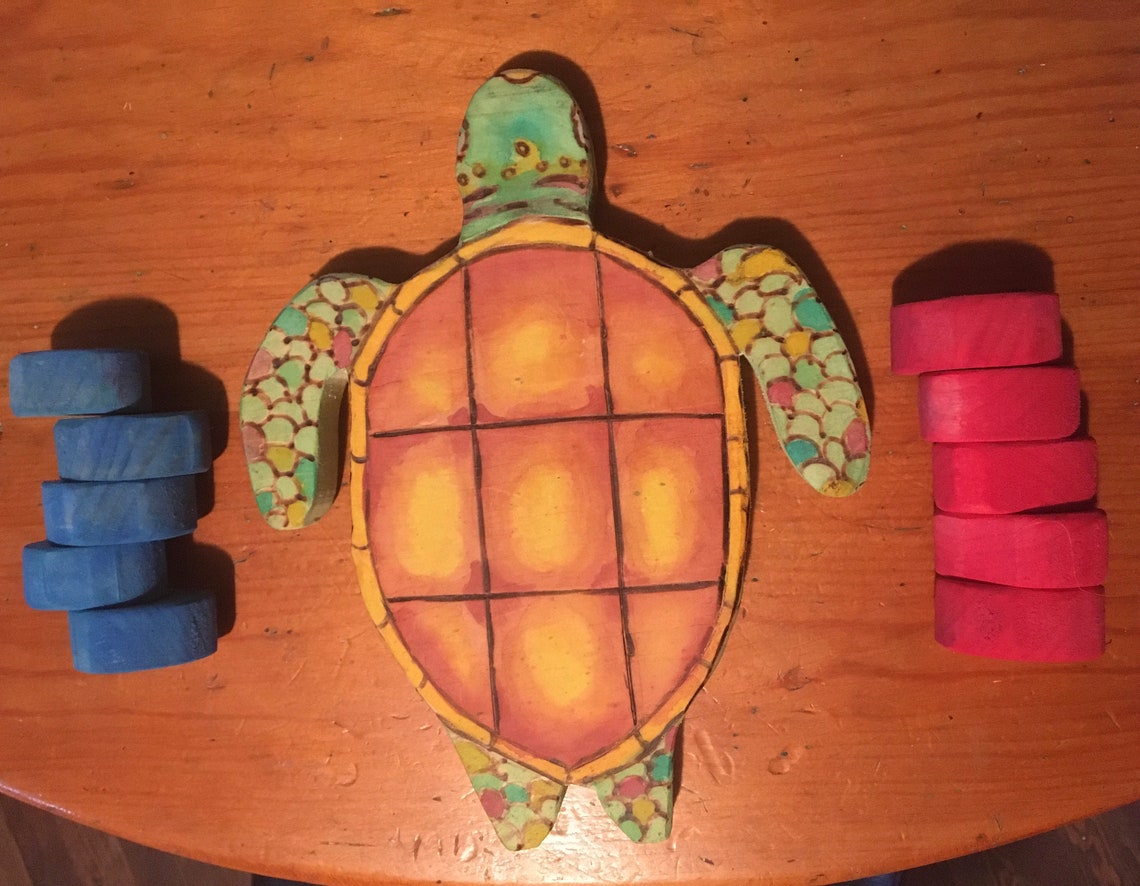 Tic Tac Toe Turtle Game Wooden Toy Handcrafted Woodworks Etsy