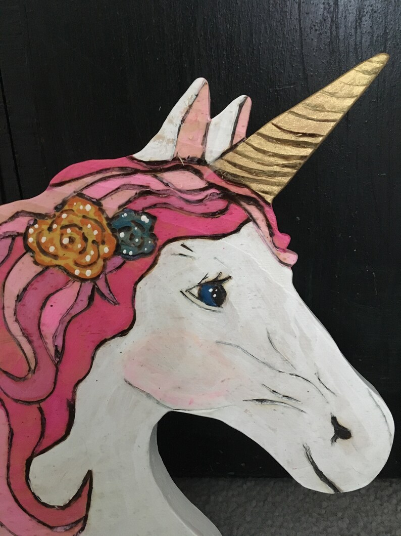 Pink Unicorn Wall Decor Wooden Unicorn Unicorn Head Etsy