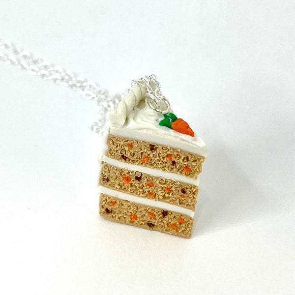 Polymer Clay Carrot Cake Slice | Earrings, Necklace, Keychain