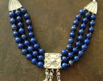 Ethiopian silver Muria pendants and lapislazulli.