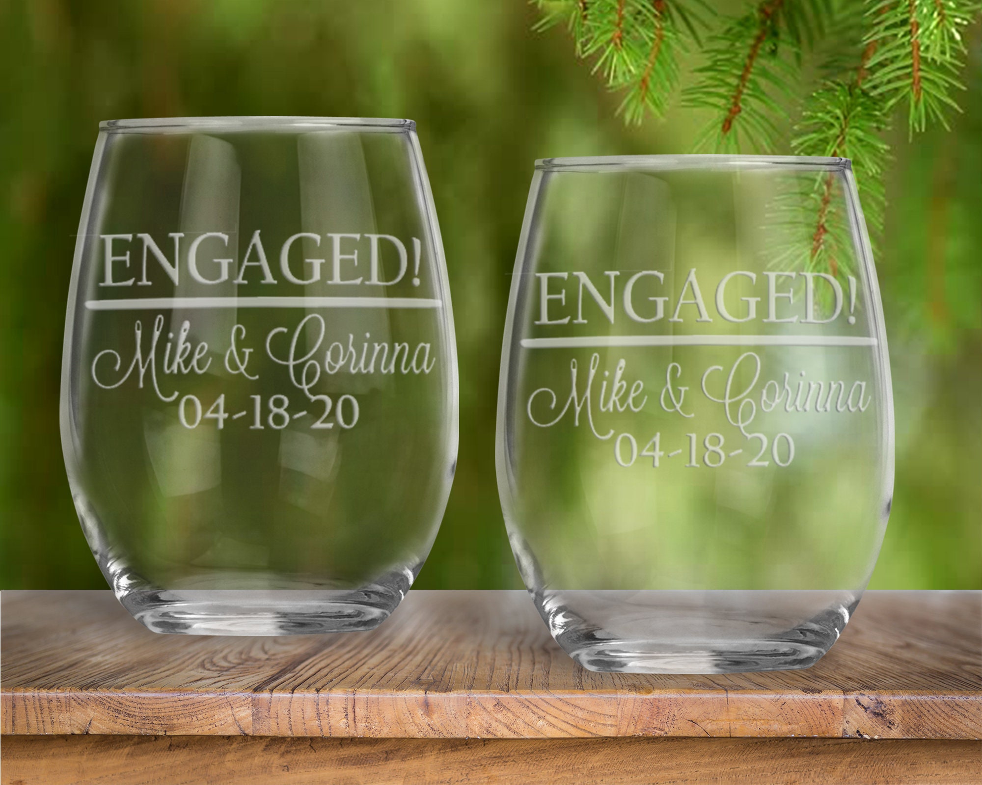 Personalized Engaged Couple Wine Glasses Proposal Wine Etsy