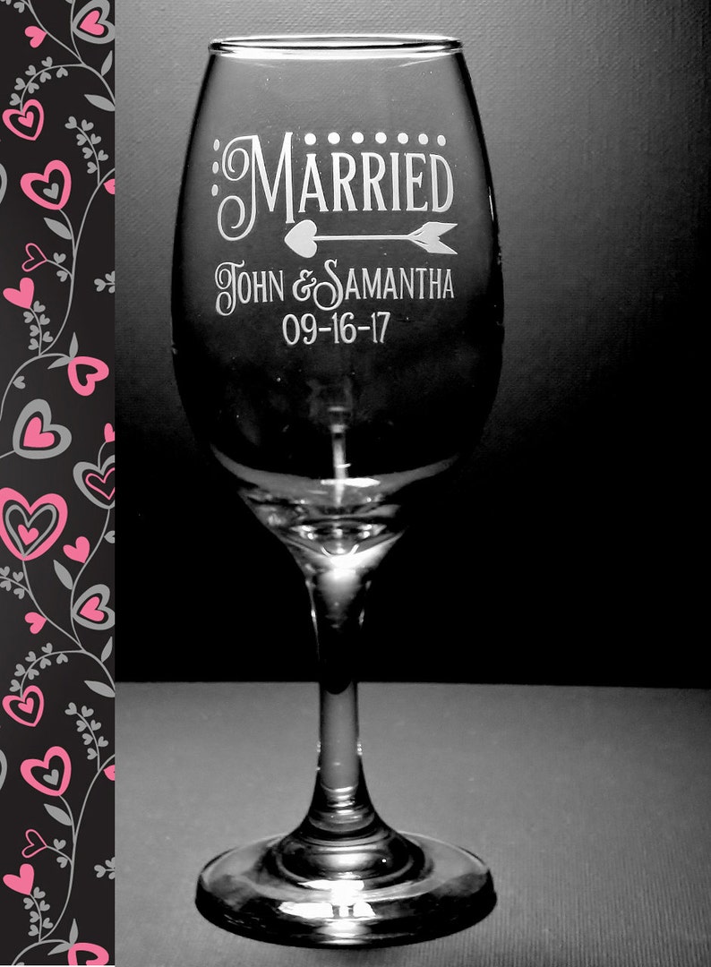 Modern Design Newlywed Wedding Custom Wine Glass Set Wedding Etsy