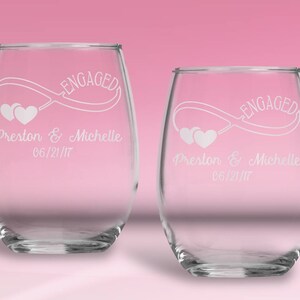 Engagement Gifts for Couple Personalized Set of Wine Glasses | Engaged Couple Gift | Infinity Wine Glasses | Couple Engagement Gift image 5