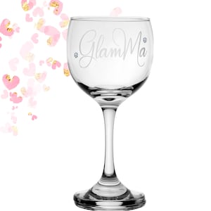 GlamMa Glamma Grandma 12 oz Wine Glass with Crystals | Glam Ma Wine Glass | Grandmother Gift | Funny Grandma Wine Glass | Mother&#39;s Day Gift