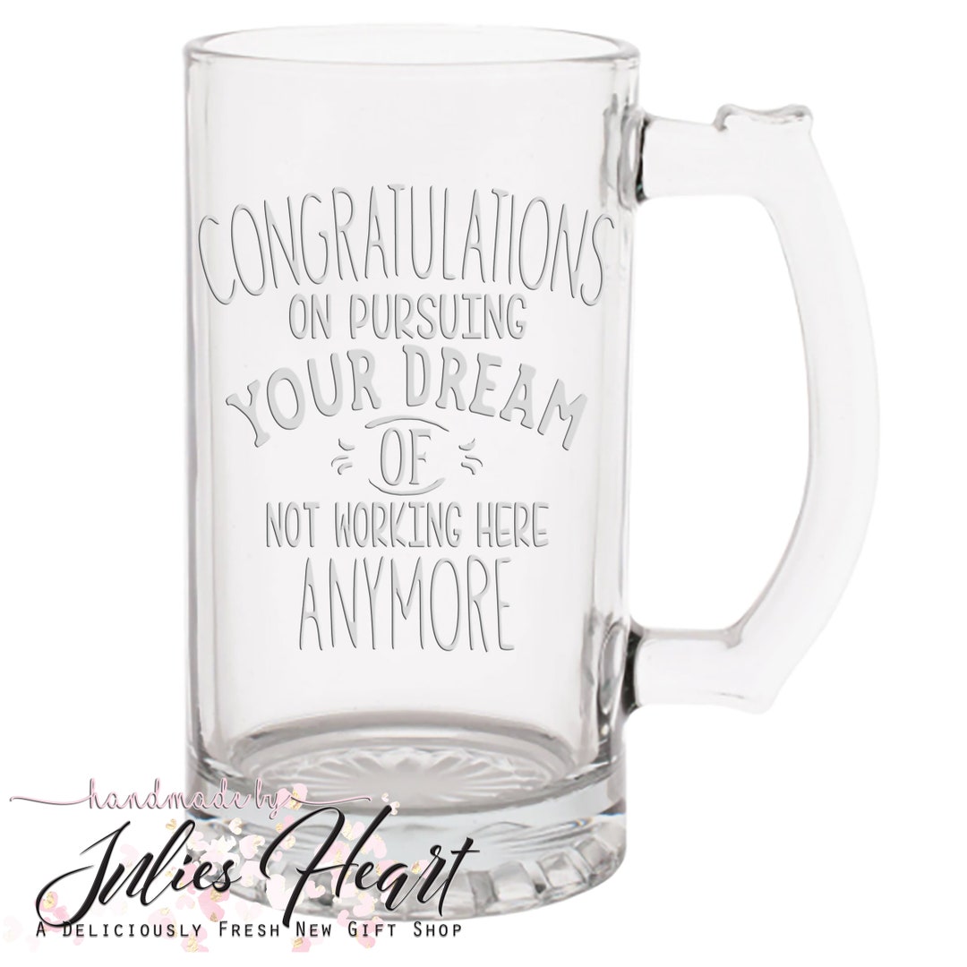 Personalized Retirement 16 Oz Glass Beer Mug Stein Gift for Him Beer Lover Gift Funny Retirement ...