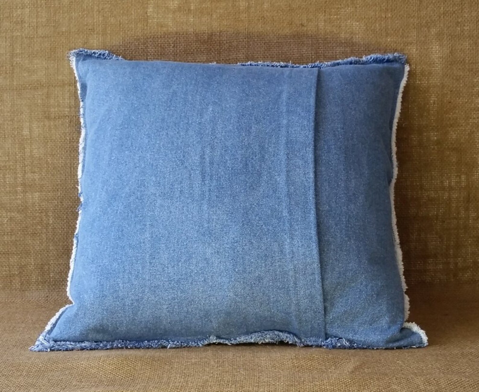 Denim Fringe Flower Pillow Handmade from Blue Denim with a Etsy