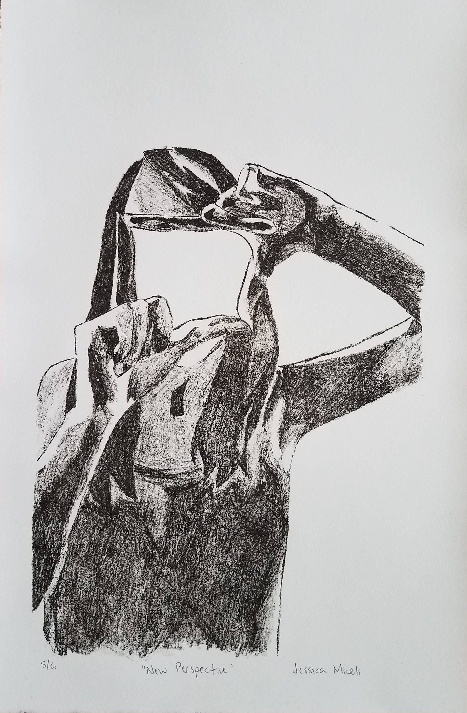 Lithograph Print Girl Viewfinder Hands Etsy