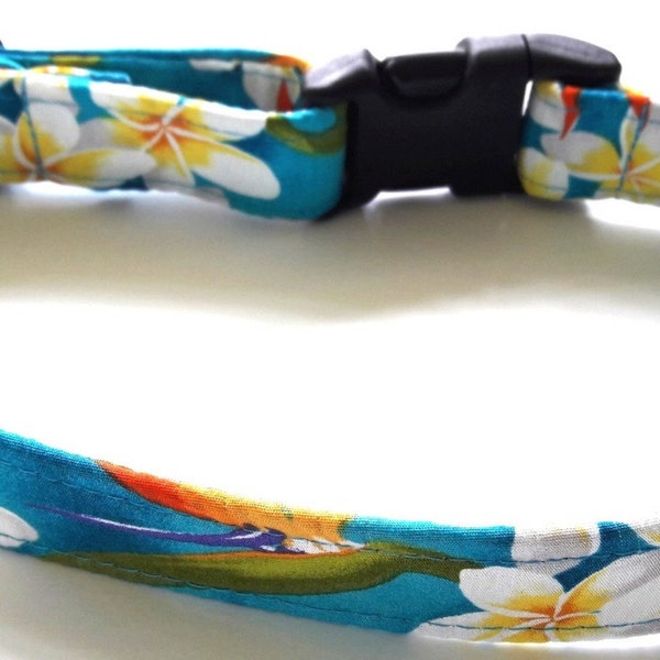 Hawaiian Fabric Over Webbing Adjustable Dog Collar--"Kauai" Hand Made in Hawaii with Aloha