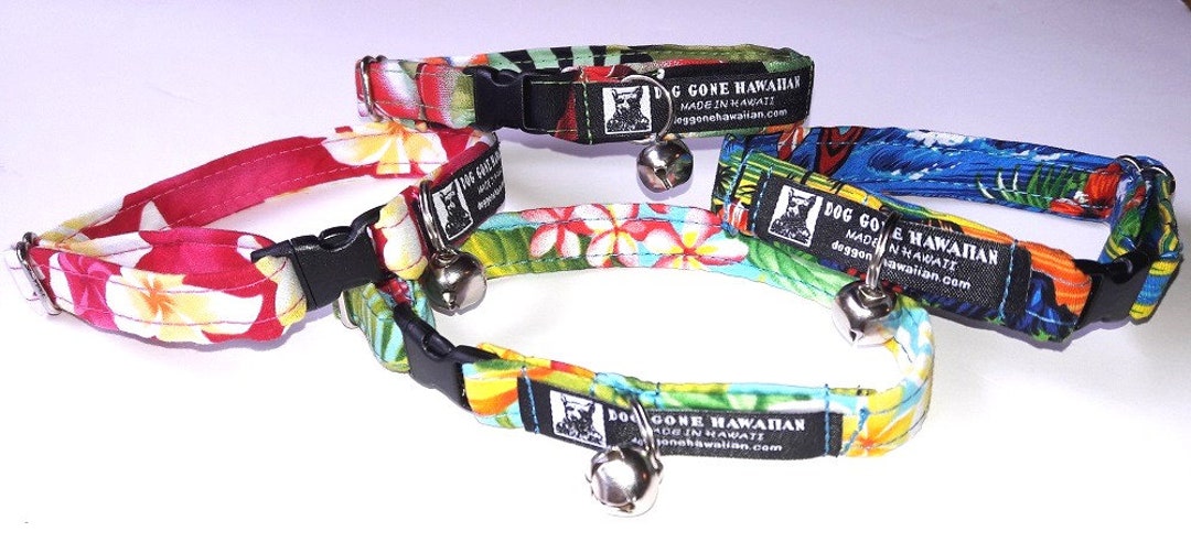 Hawaiian Fabric Over bing Adjustable CAT Collarspatterns Match Our
