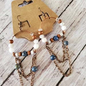 Hazel and Indigo Beaded Copper Arch Earrings