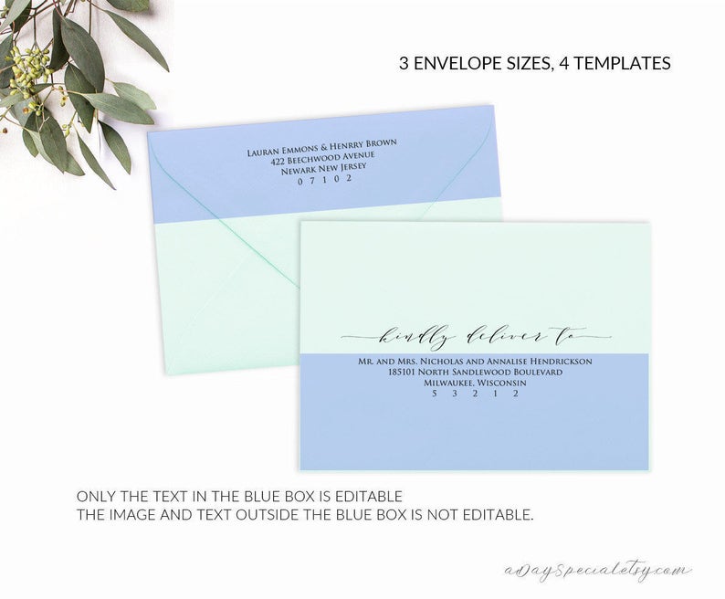 A2 RSVP Envelope A7 Editable Envelope Template Printable Envelope