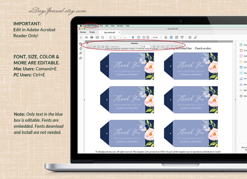 Favor Name Diy Pdf Download 108 Blush Pink Peony Floral Navy Blue White Gift Template Printable Wedding Thank You Paper Invitations Announcements Dalasmaker Se