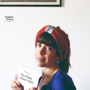Wool knitted headband with central twist - "Zia Pina"
